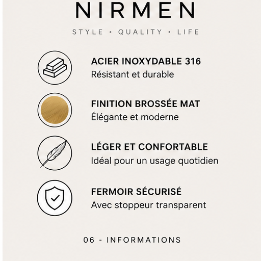 Caractéristiques des boucles d’oreilles cercle et barre dorées NIRMEN