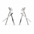 Boucles d’oreilles lignes croisées argentées NIRMEN – vue principale