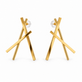 Boucles d’oreilles lignes croisées dorées NIRMEN – vue principale